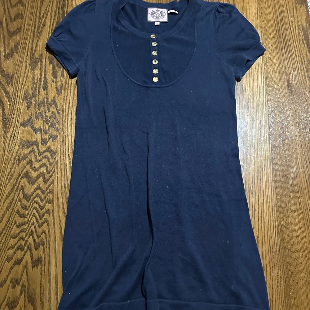 JUICY COUTURE cotton navy blue dress with gold buttons